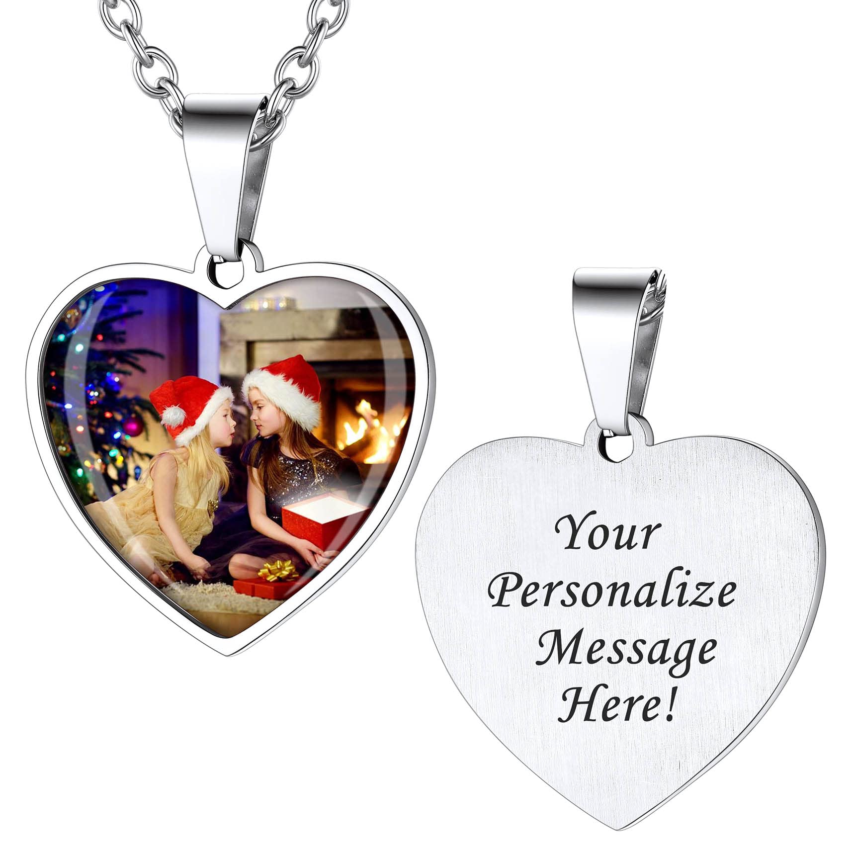 BestyleCollar Foto Personalizada Colgante Personalizado Grabado Acero Inoxidable Collar Hombre Mujer con Cadena Ajustable