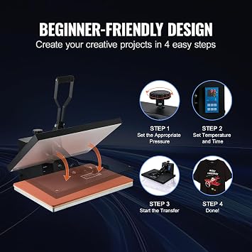 VEVOR Heat Press Machine 16 x 24 1700W Power Heat Press Machine Black | Fast Even Heating, High Pressure, for T-Shirt, Digital Industrial Sublimation Printer for Heat Transfer Vinyl, Easy to Use