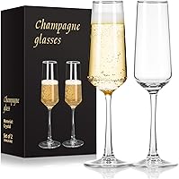 FrutPunch Champagne Flutes Set of 2 - 8.5oz Elegant Lead-Free Crystal Glasses for Weddings, Birthdays, Anniversaries & Parties