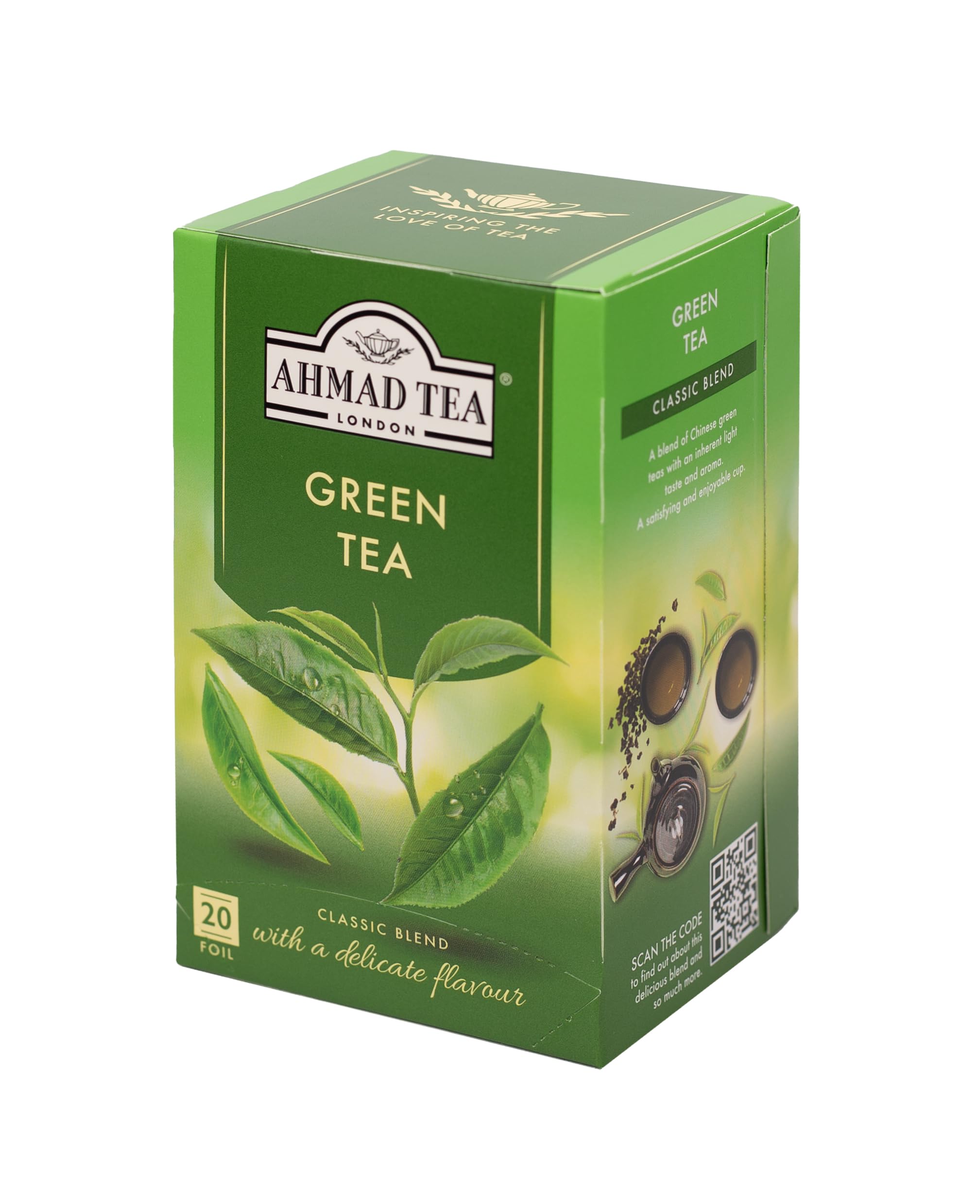 Ahmad Tea - Green Tea Pure 20 Bags - 40 g (Case of 6)