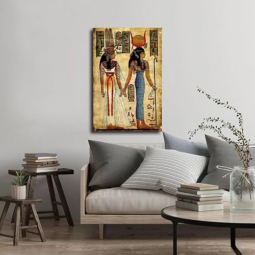 Miniatura 2 de Telón de fondo de la reina del faraón egipcio antiguo, decoración de Egipto, mural de pergamino de Egipto, póster impreso HD, póster retro pintado