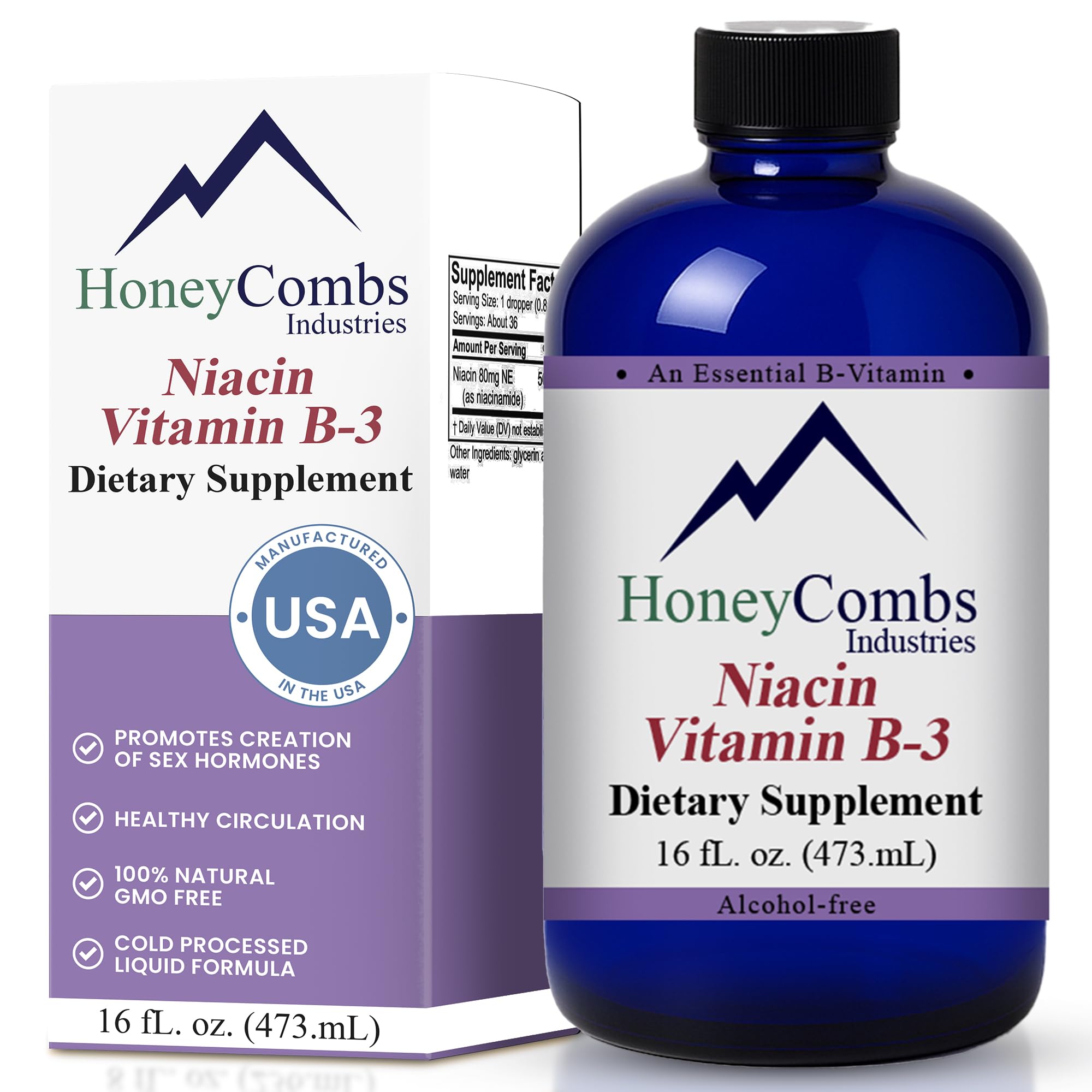 HoneyCombs Vitamin B3 Liquid Niacin Drops, Non Flushing Niacinamide 1oz — Amazon image 8