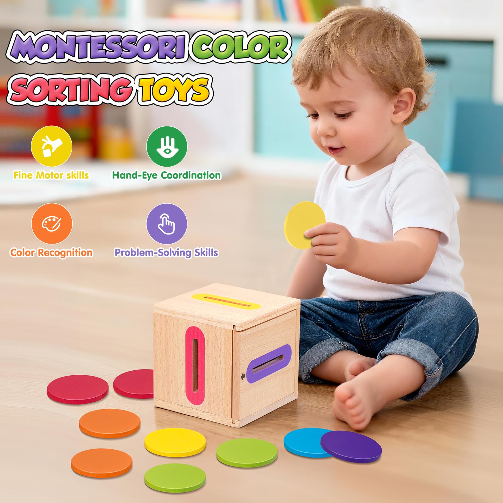 Lubolee Giochi Montessori 1 2 3 Anno, Giocattoli Bambino 1-3 Anno Giochi da Viaggio Bambini 2 1 3 Anni Regalo Bambino 1-3 Anno Educativi Giocattoli in Legno per attività e Sviluppo