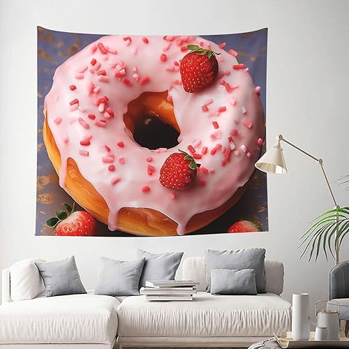 Miniatura 6 de Tapiz de donas de fresa para colgar en la pared de la sala de estar, tapiz de pared para dormitorio, decoración de pared estética, tapices para
