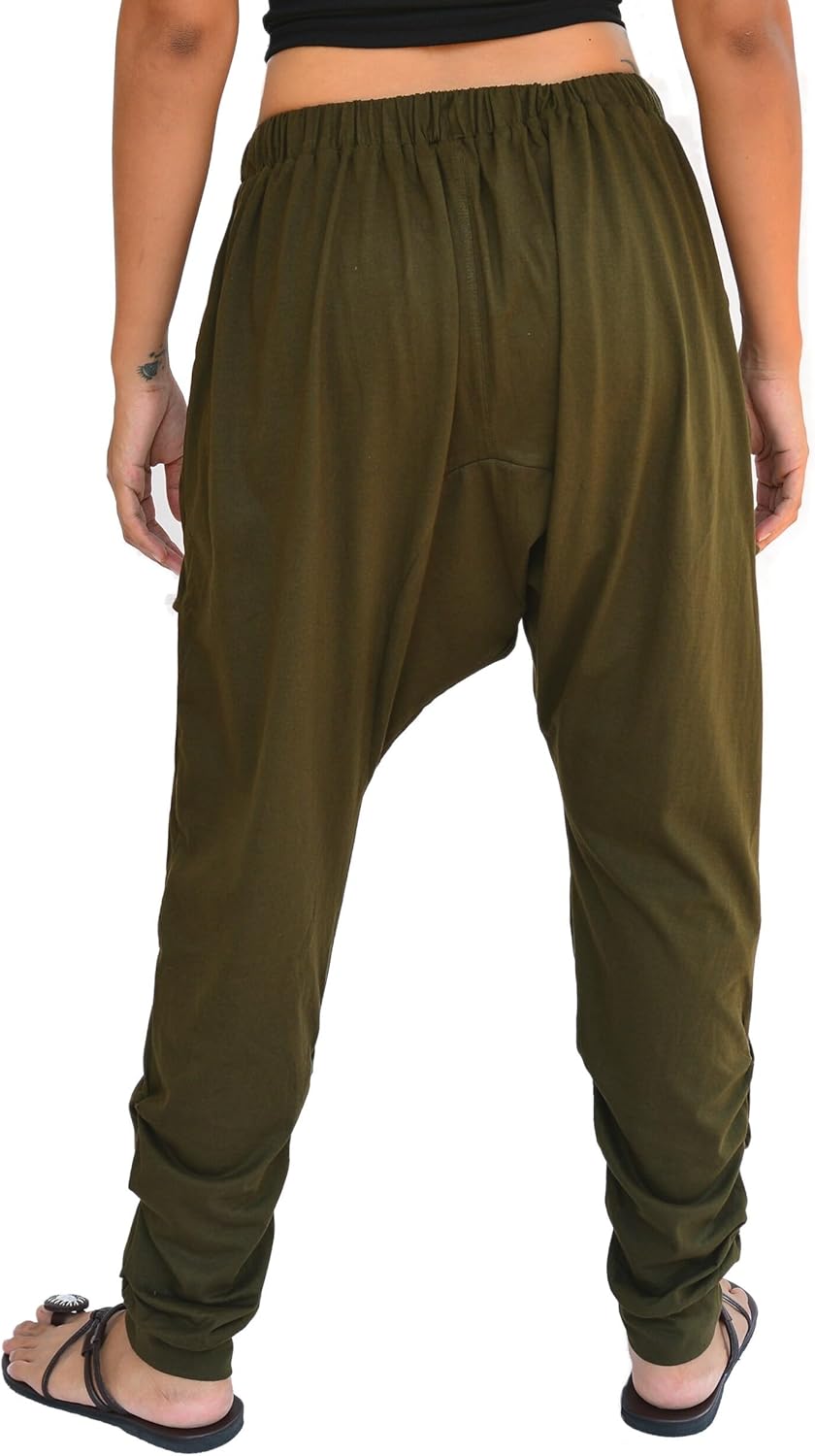 Sakoonee Casual Yoga Lounge Harem Pants Baggy Trousers Unisex Cotton 2 Pockets with Zipper