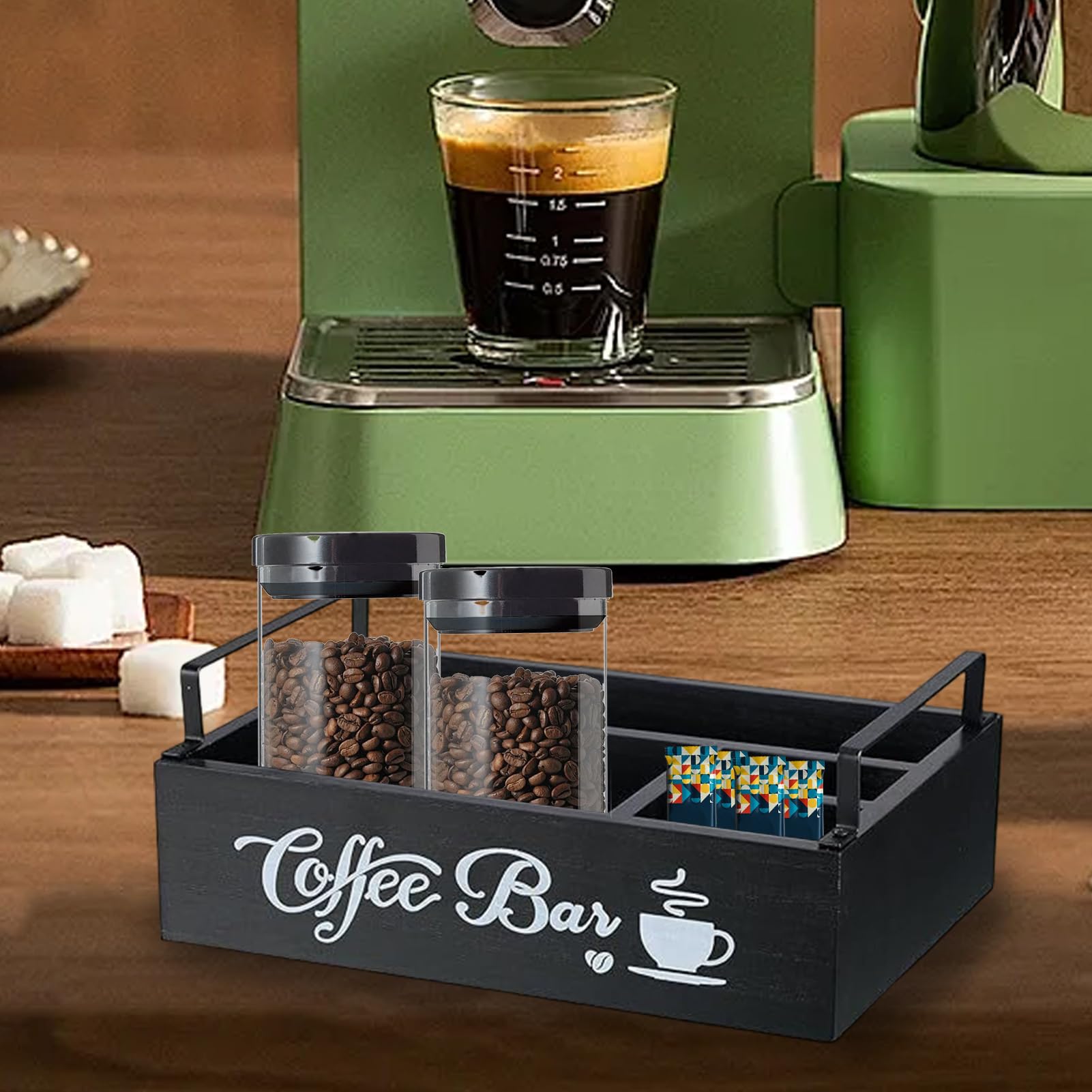 Générique Organizer für Kaffee-Caddies, für Theke, Gewürz-Service, Organizer für Barbedarf aus Holz für Zuhause, Ruheraum