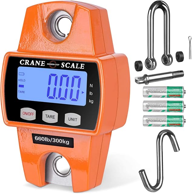  Digital Hanging Scale 660 LB 300 KG - Heavy Duty Waterproof Fish Scale - Portable Crane Scale for Luggage Weight Suitcase Hunting Farm Bike Bow Fish Weight Fishing Scale