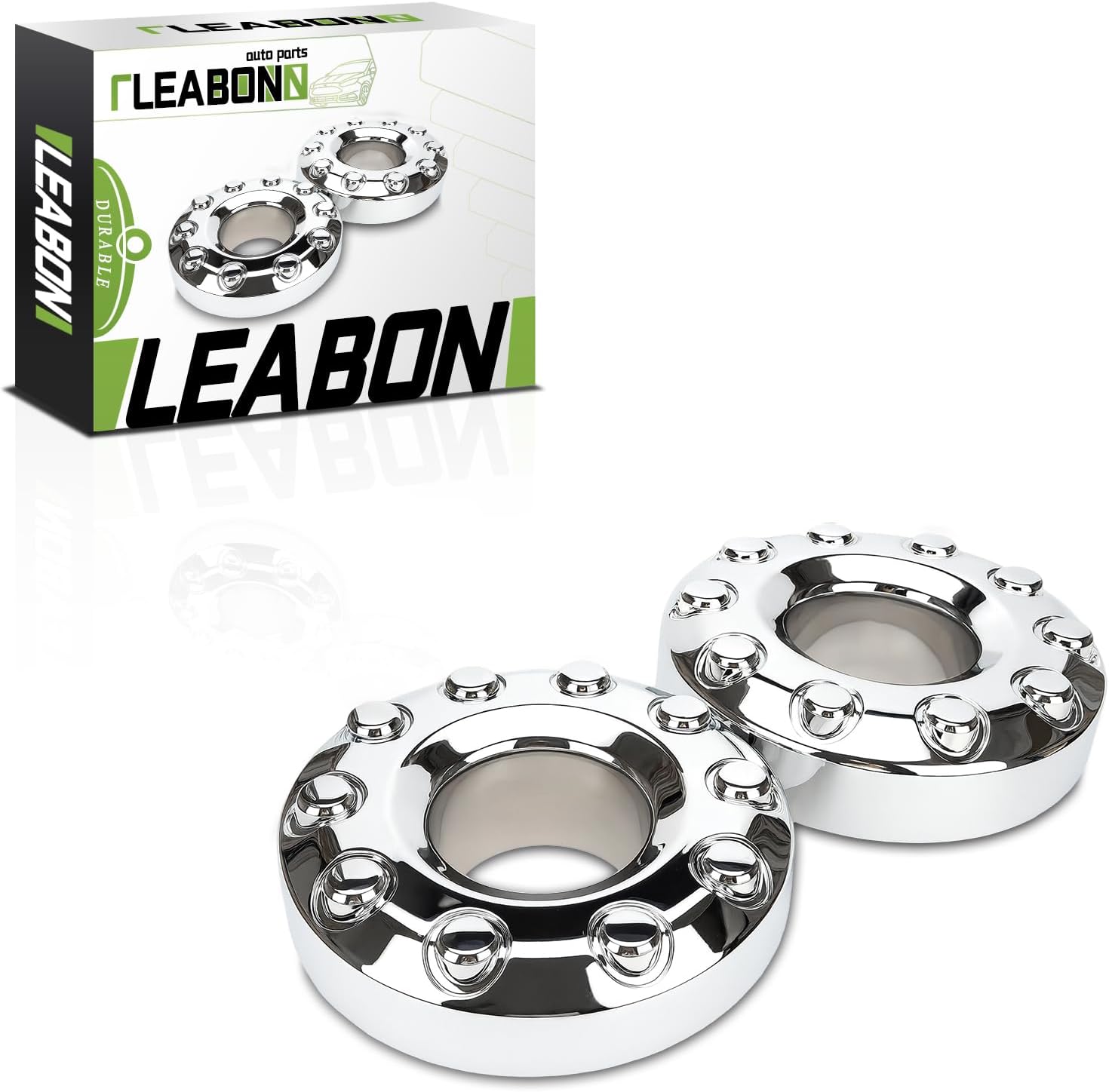 Pair of Front 10 Lug Chrome Wheel Center Hub Cap 5C3Z1130NA Compatible with Ford F450 F550 Super Duty 2005?2017-19.5 in 4WD Front Wheel Center Hub Cap