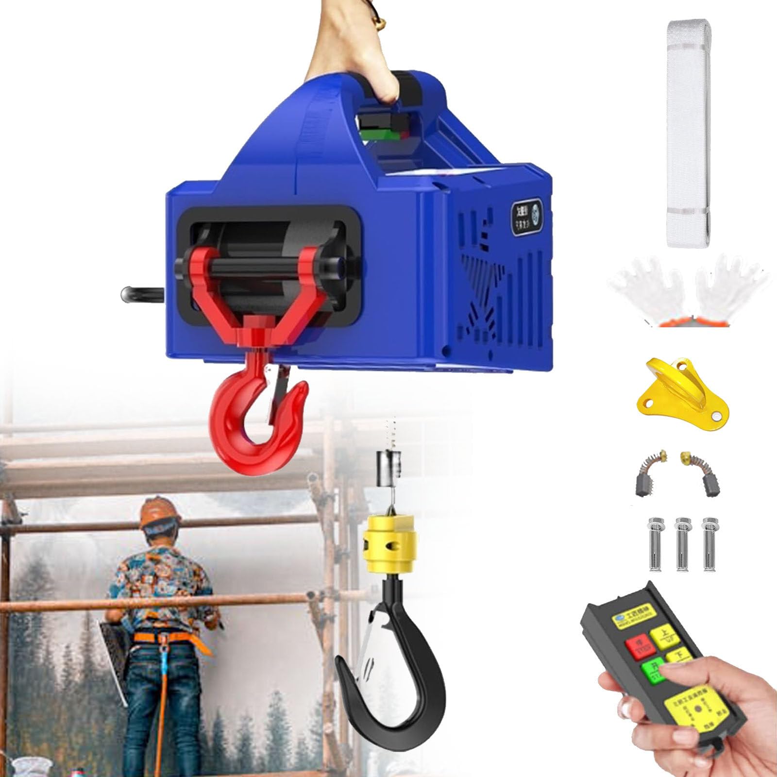 Cabrestante Eléctrico De Control Inalámbrico, Grúa De Polipasto Eléctrico Portátil 3 En 1, Grúa De Polipasto Eléctrico De 220 V, Se Puede Controlar De Varias Maneras Dentro De 160 M,200kg/19m