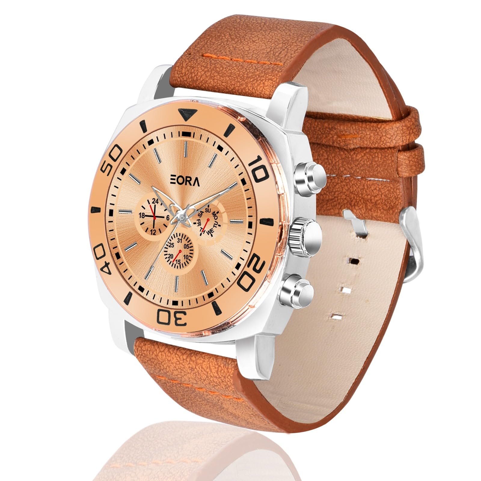 EORA Exclusive Le Leather Analog Watch for Men-Stylish Timepiece with Fox Leather Copper Brown Belt (B0CVFZ5TC2) Amazon Price History, Amazon Price Tracker