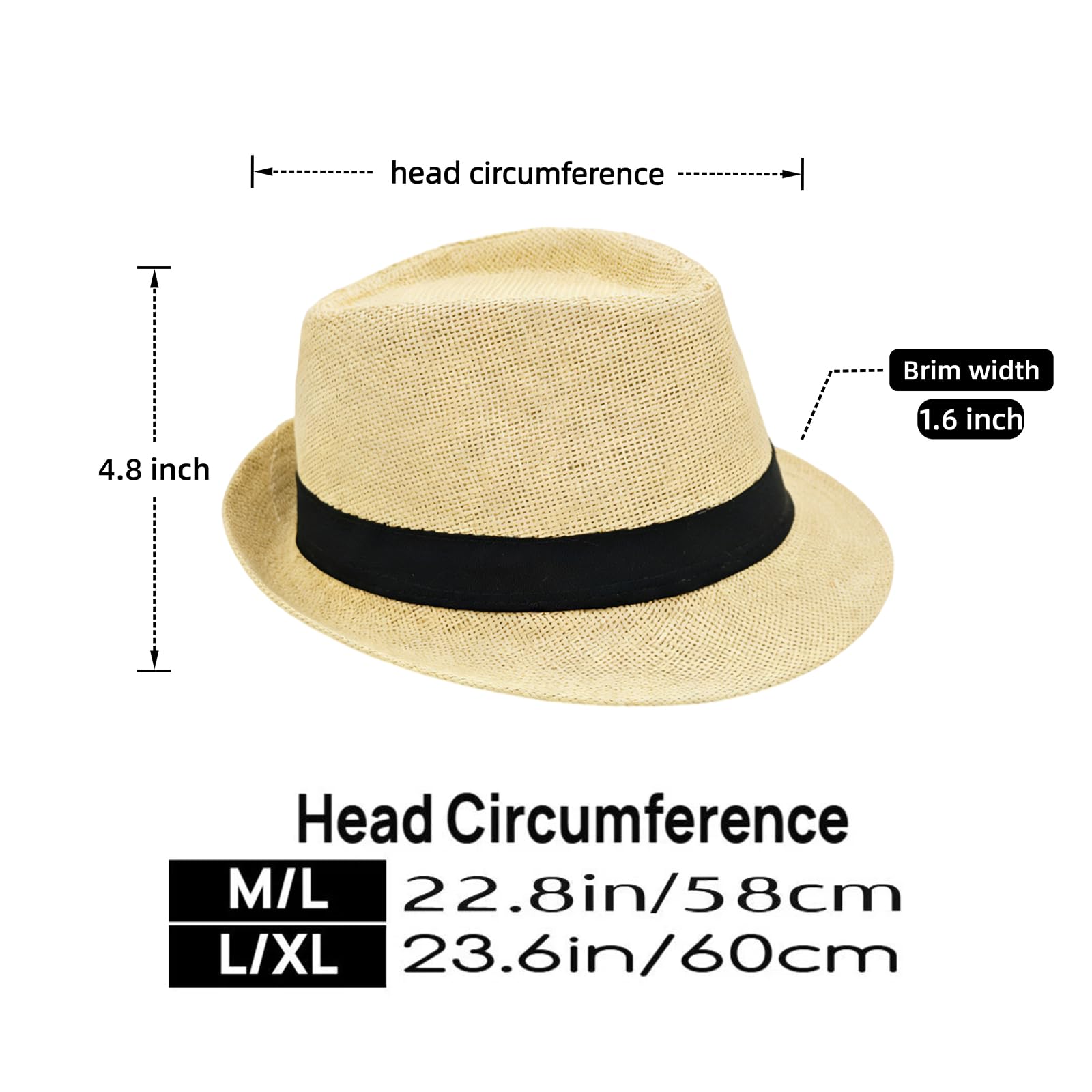 Straw Fedora Hat for Men Summer Short Brim Panama Hat Beach Casual — view 4