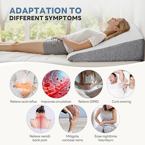 Miniatura 7 de DUMOS Almohada de cuña, almohada corporal para apnea del sueño, alivio del dolor de cuello, poscirugía, comodidad para dormir, reflujo ácido, acidez