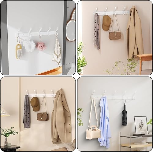 Miniatura 7 de Perchero de pared para colgar, ganchos de pared de 17.3 pulgadas para colgar, perchero de pared para toallas, perchero para sombreros de pared con 5