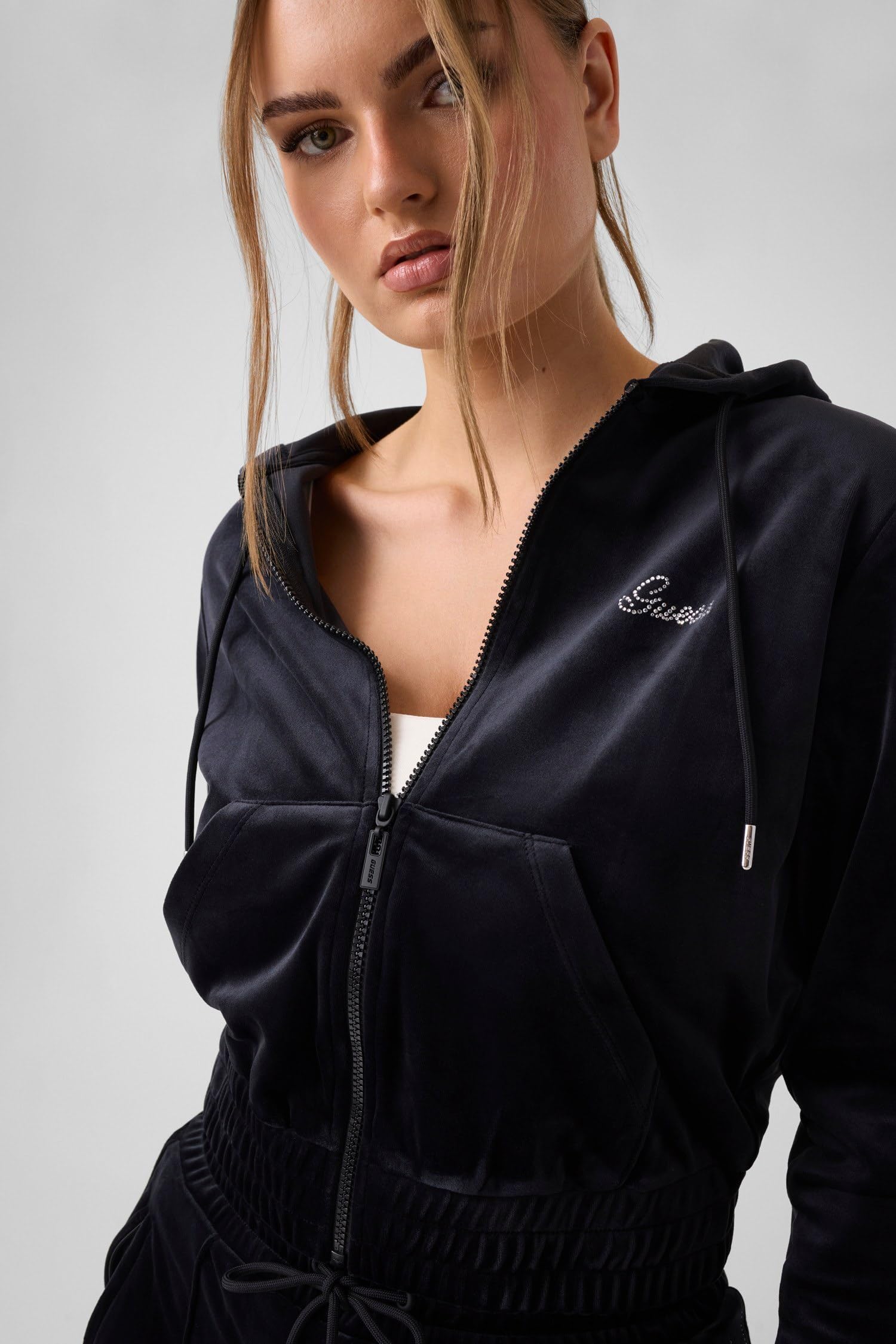 GUESS Amalia - Felpa da donna con cappuccio e zip intera