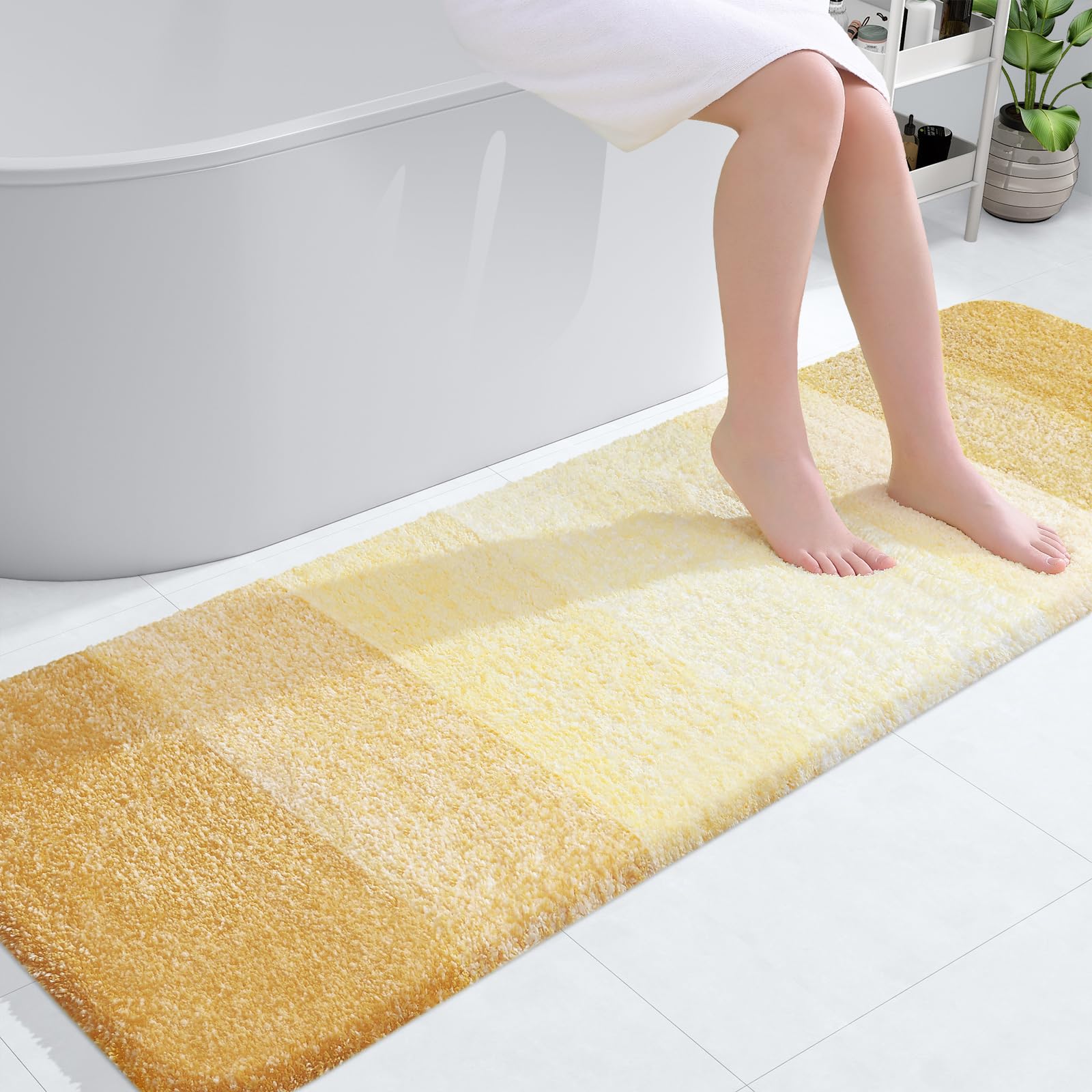 OLANLY Bathroom Runner Rug 59x20, Extra Soft Absorbent Microfiber Bath Rugs