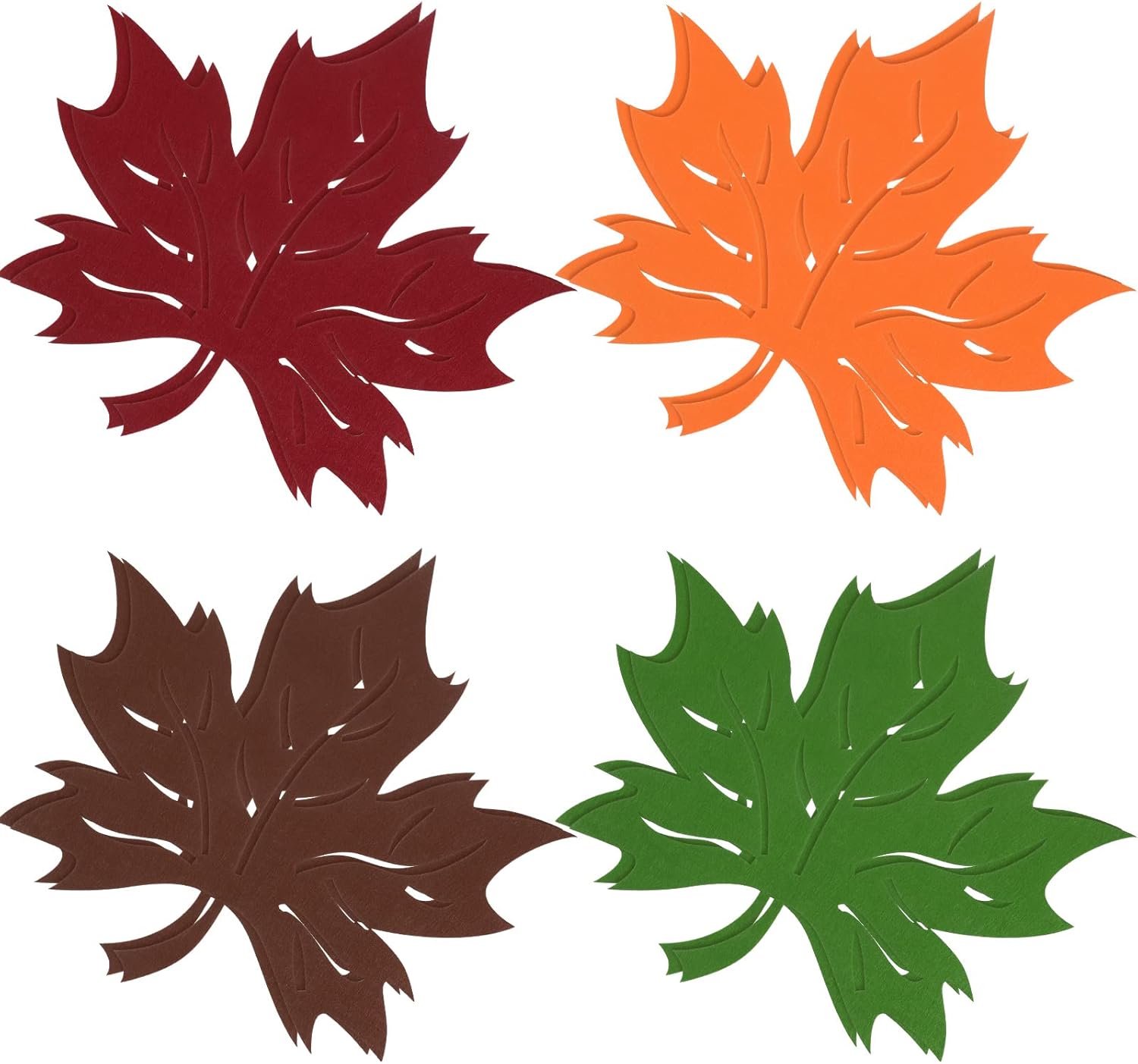 Tatuo 8 Pcs Thanksgiving Maple Leaf Placemats Thanksgiving Harvest Maple Leaf Shaped Placemats Felt Non-Slip Table Mats Coasters for Autumn Fall Home Dinner Table Decor