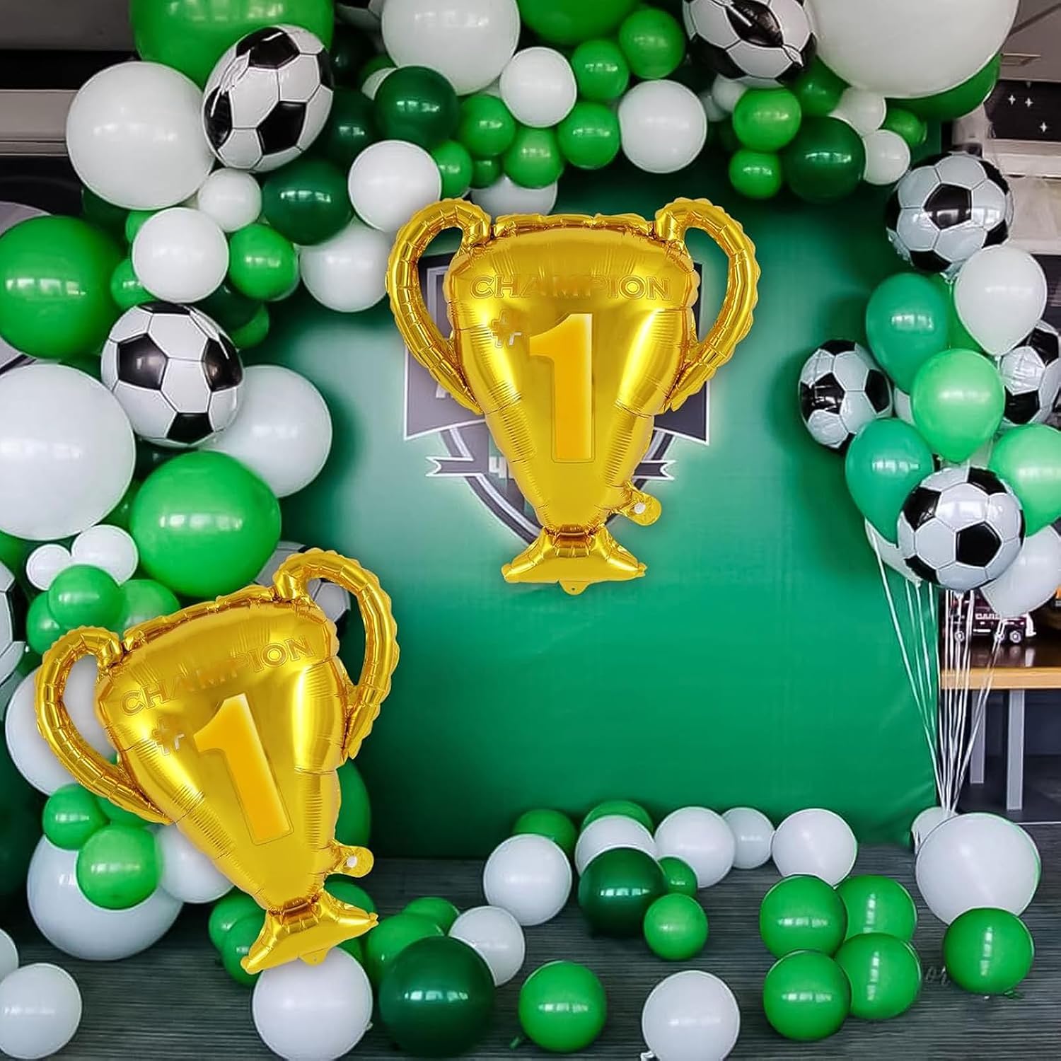 6 PCS Champion Trophy Balloons Gold Champion Aluminum Foil Balloon Mylar Balloons for Birthday Sport Basketball Football Anniversary Game Party Decor image 4