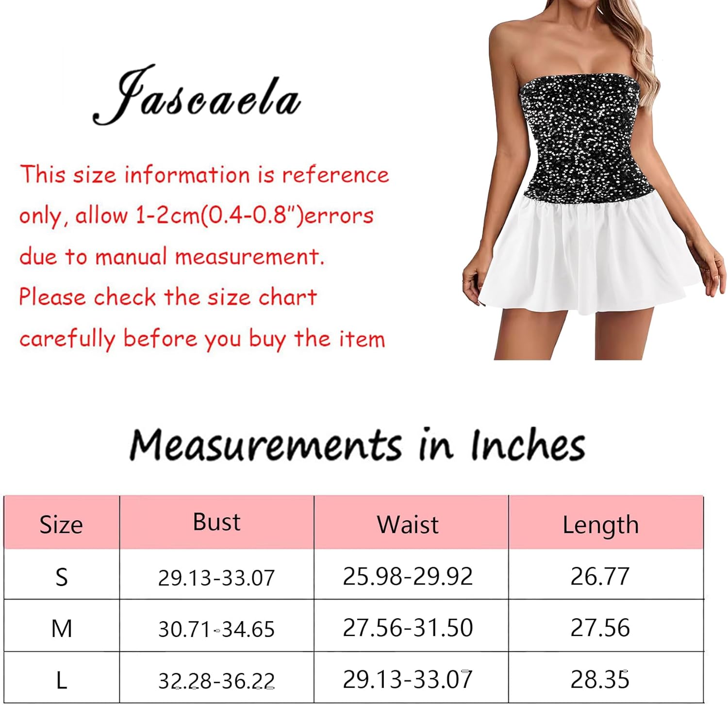 jascaela レディース ストラップレスドレス セクシー ノースリーブ グリッター スパンコール Aライン パーティー クラブ