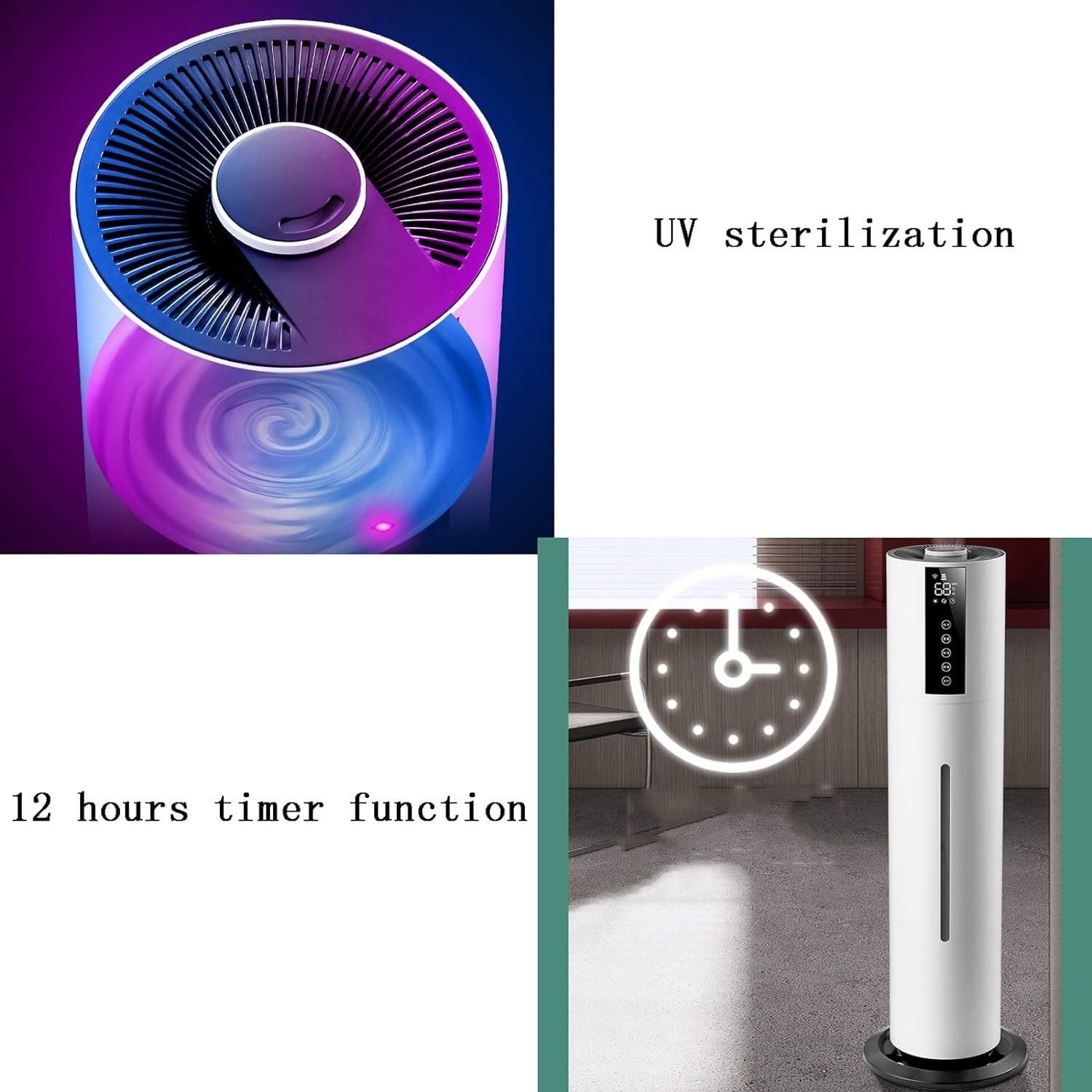 Domésticos Humidificadores Humidificador de pie - Tanque de Agua de 7,5 L - Temporizador y humidificador ultrasónico de Apagado automático sin Agua - Difusor de aromaterapia for el hogar