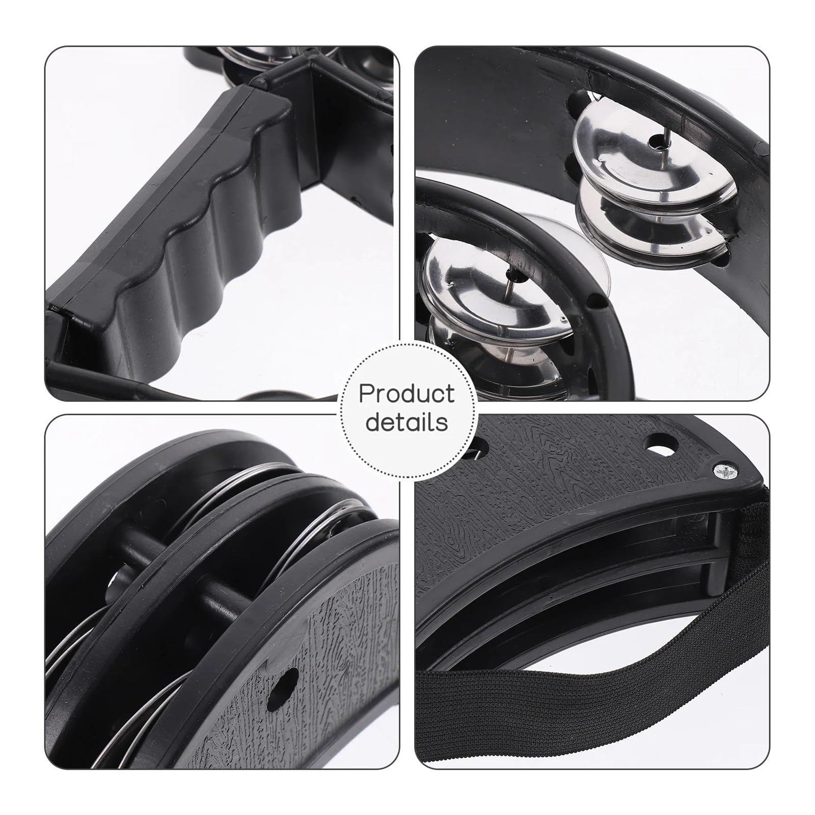Pandereta De Pie Pandereta de pie mano 6 uds., doble fila, platillos Metal for dedo, conjunto instrumentos ritmo sonido brillante for música Para pedal de bombo