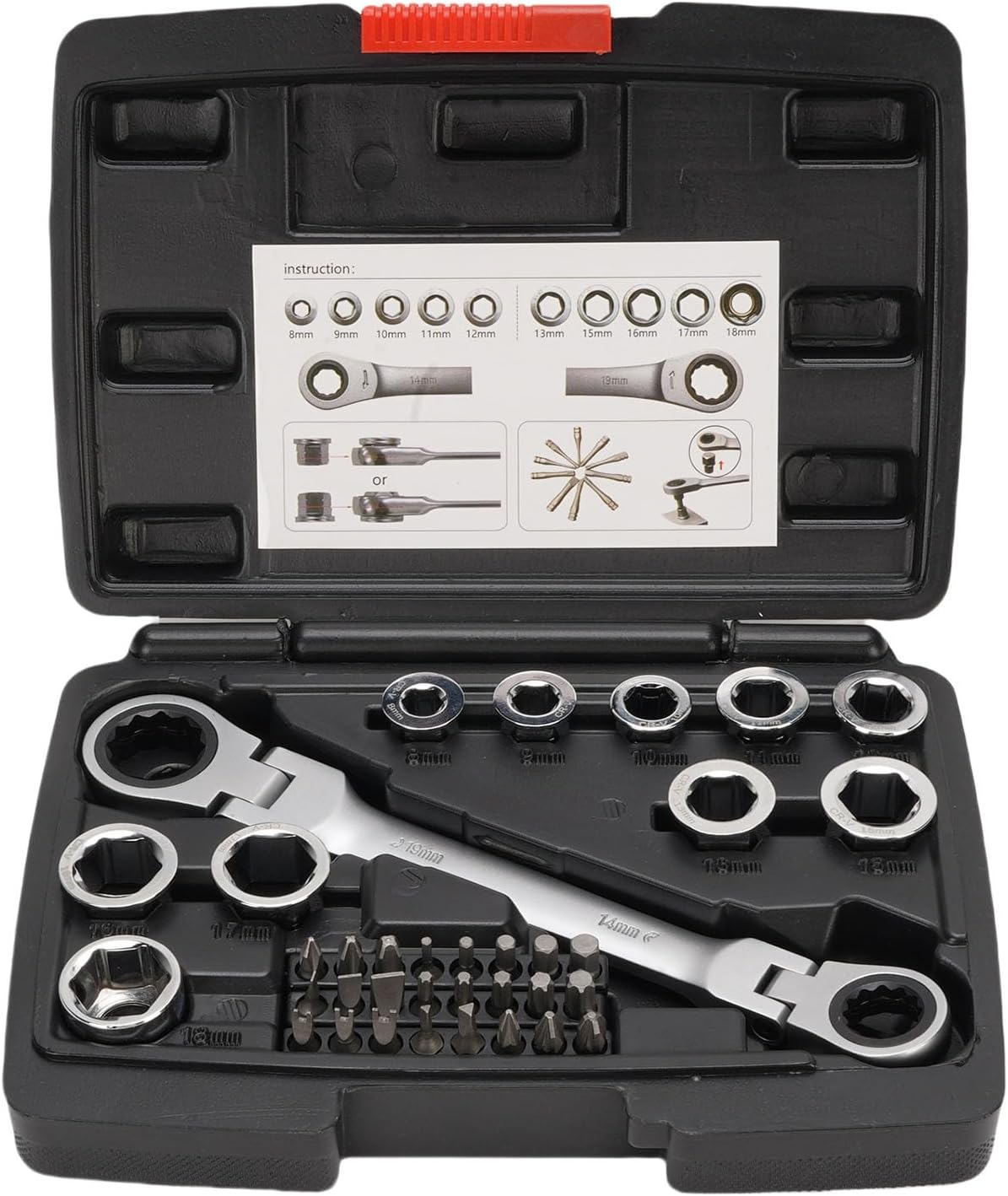 72 Teeth Ratchet Wrench Long Design 12 Point Box End Double Movable Head Wrench Set for Emergency Repairs