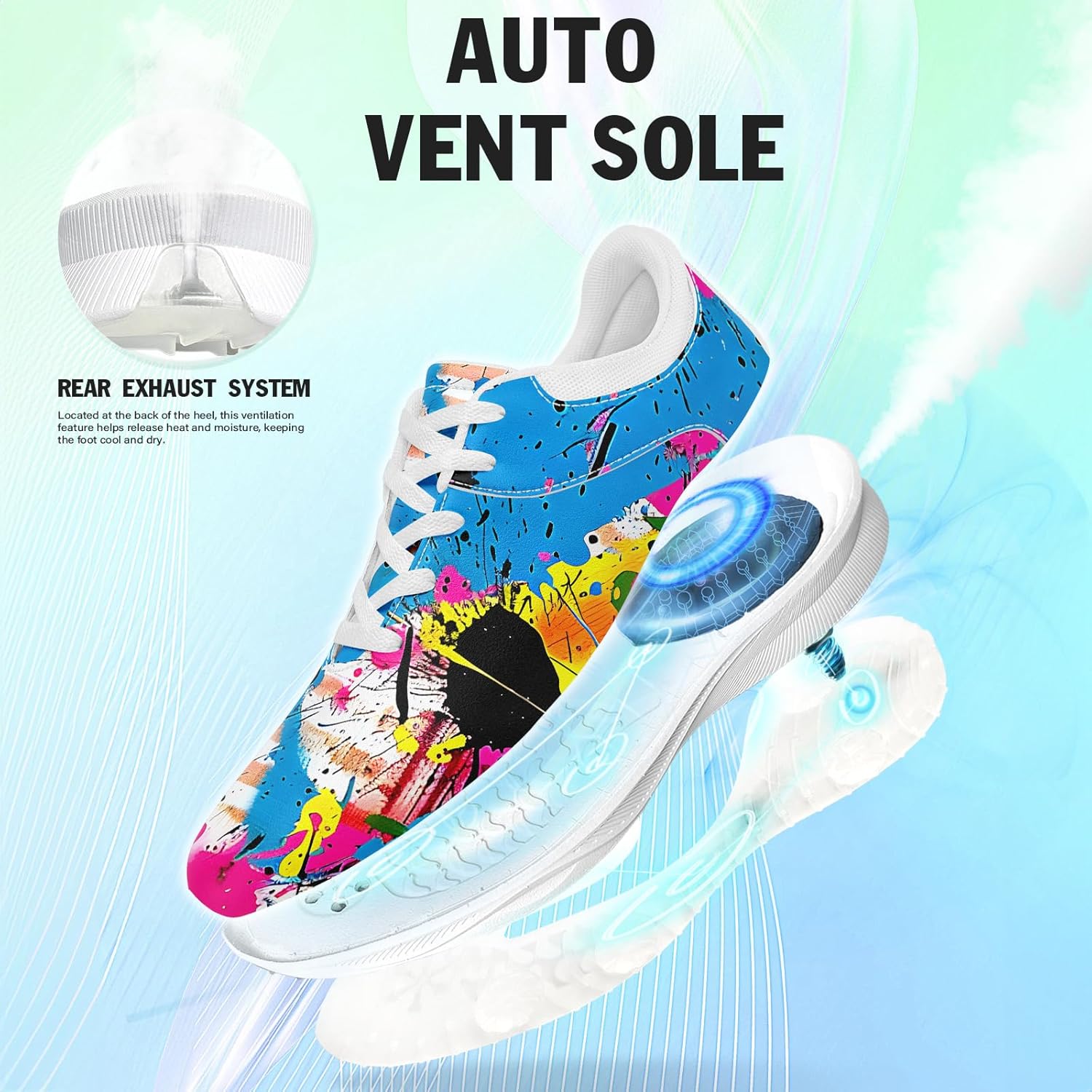 Spikeless Golf Shoes for Men, Women's Breathable Abstract Art Non-Slip Sports Walking Shoes with Ventilation Golf Sneakers - Image 6