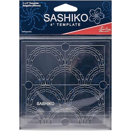 Sew Easy Sashiko Embroidery Template for Beginners 4x4in Wave Patterns