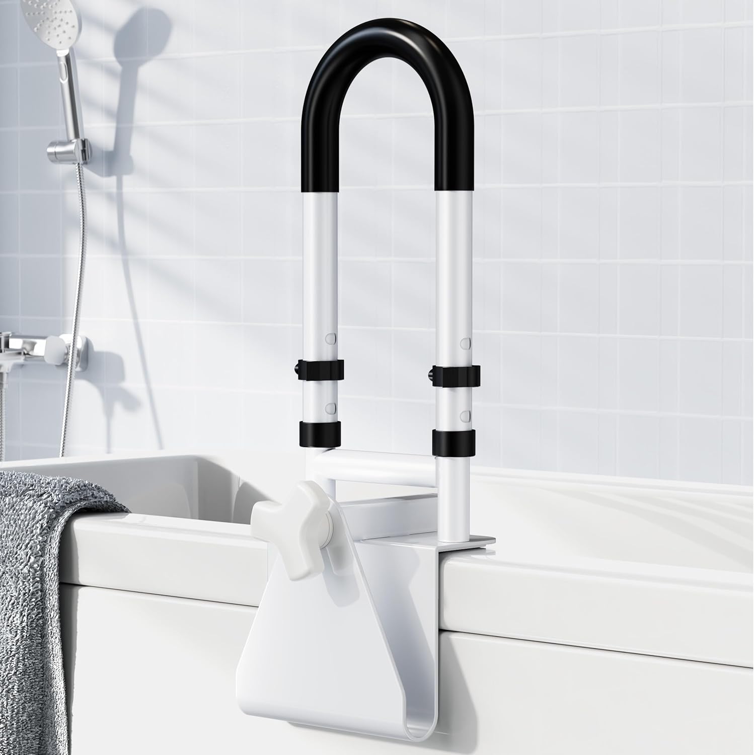 FSA/HSA Eligible Adjustable Bathtub Safety Rail: Shower Grab Bar Handle for Seniors