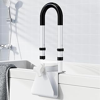 Adjustable Bathtub Safety Rail: Shower Grab Bar Handle for Seniors, Elderly, and Disabled, 14–18 Inch Height Range, Bathroom Safety Bars with Non-Slip Grip, Supports 300 lbs