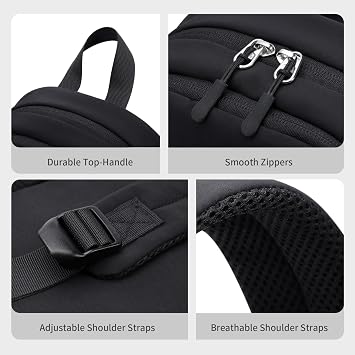 GOLF SUPAGS 10L Mini Backpack Lightweight Nylon Daypack for Women, Small City Pack, Versatile Ladies Backpack for Shopping & Travel, Black
