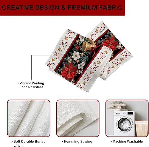 Miniatura 5 de PROCIDA Camino de mesa de Pascua de Navidad, campanilla de Navidad, camino de mesa de arpillera floral de invierno, casa de campo, rústico, vintage,