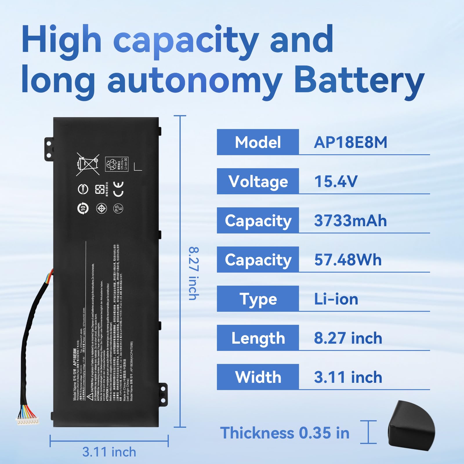 K KYUER AP18E8M AP18E7M Batterie pour Acer Nitro 5 AN515-54 AN515-43 AN517-51 AN517-52 7 AN715-51 Aspire A715-74G Predator Triton 300 PT315-51 PT315-52 Helios 300 PH315-52 PH317-53 ConceptD 3 5 Pro
