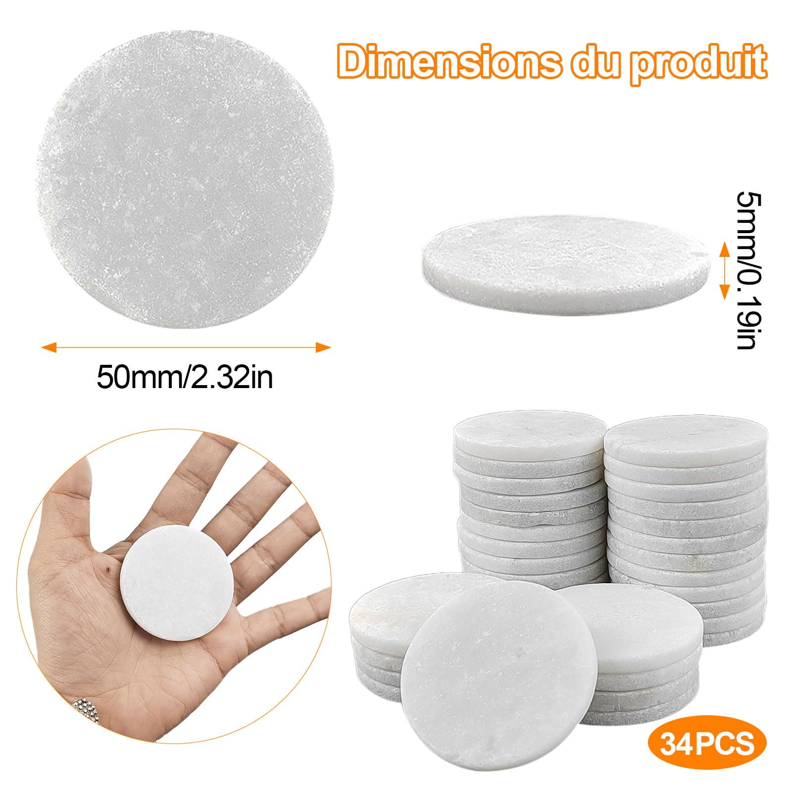34 Pezzi Pietre da Dipingere 5 cm, Ghiaia Grossa e Fine, Pittura Creativa Fai da Te, Decorazione Unica, Pietre Decorative Bianche per Artigianato Acquario Giardino Decorazione