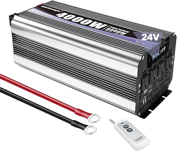 Cantonape 4000 Watt Power Inverter, Car Inverter 24V DC to 110V/120V AC Converter with LCD Display, 4 AC Outlets, USB Port & Remote Controller for RV, Truck, Off-Grid Solar System