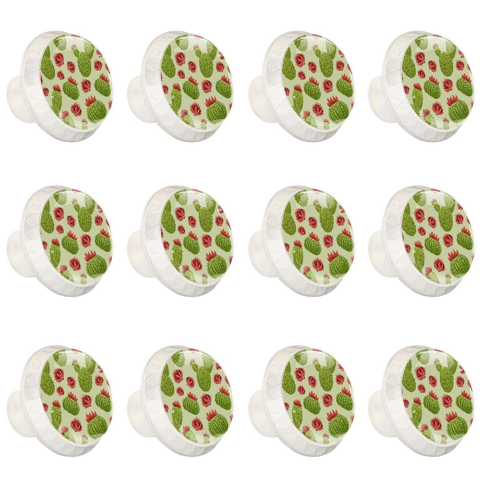 Boutons d'armoires de cuisine cactus lot de 12 poignées de tiroir rondes vertes et rouges