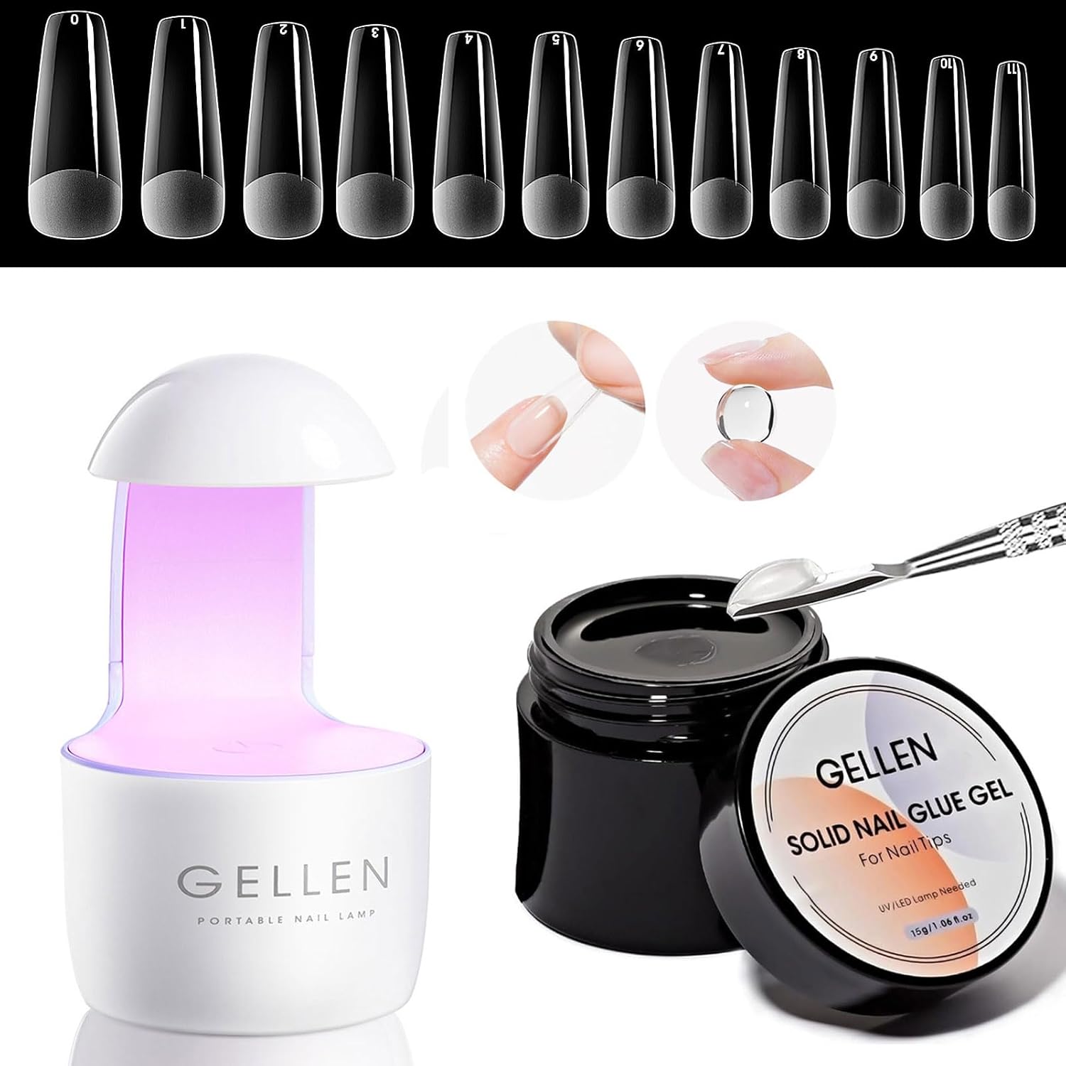 Gellen Nail Tips and Glue Gel Kit Gel Nail Kit with 240Pcs