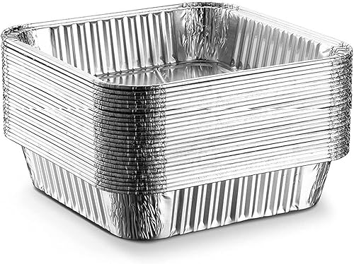 Miniatura 3 de Waytiffer Paquete de 25 moldes de papel de aluminio desechables de 8 x 8 pulgadas, moldes cuadrados desechables para hornear, latas de cocina, panes