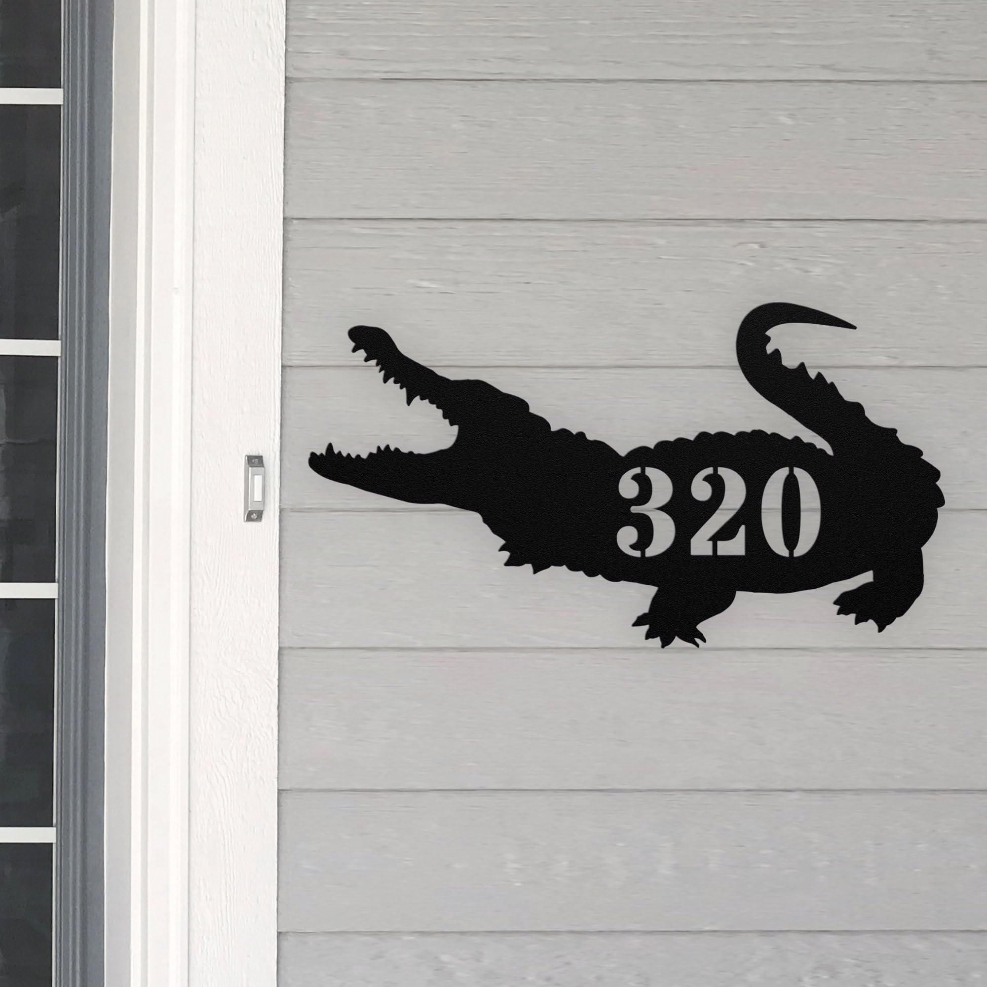 Personalized Alligator Address Sign, Custom House Number Metal Wall Art, Door Plate, Address Plaque, Alligator for Home, Outdoor Yard Patio Decor, Monogram Metal Sign, Gift for Wildlife Enthusiasts