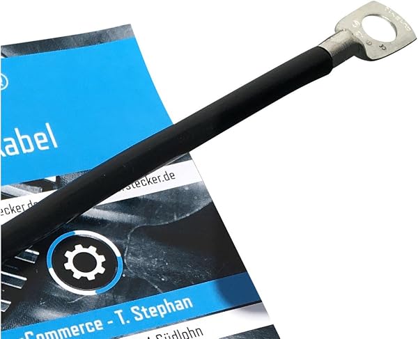 eXODA Batteriekabel 25 mm² 75cm Kabelschuhe M6 und M10 Schwarz für flexible Nutzung im Auto KFZ Boot Motorrad hohe Materialqualität 99 Prozent Kupferanteil zuverlässig und stabil - 2