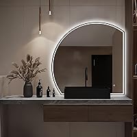 Vista 9 de Niccy Espejo LED de baño, 32"x20" pulgadas, rectangular, espejos de tocador para montar en la pared, con marco de metal, espejo inteligente