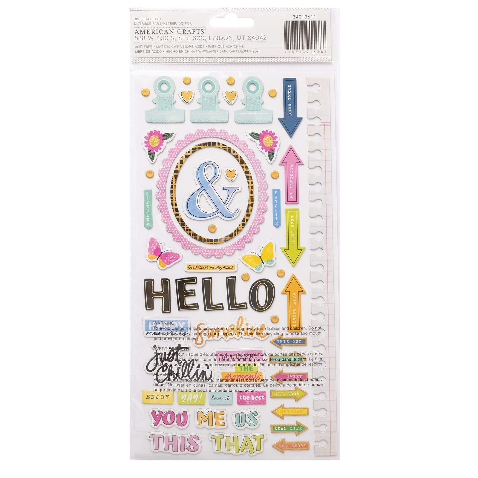 American Crafts Rush THICKERS PHRSE, Sweet Life Phrase & Icon/Chipboard