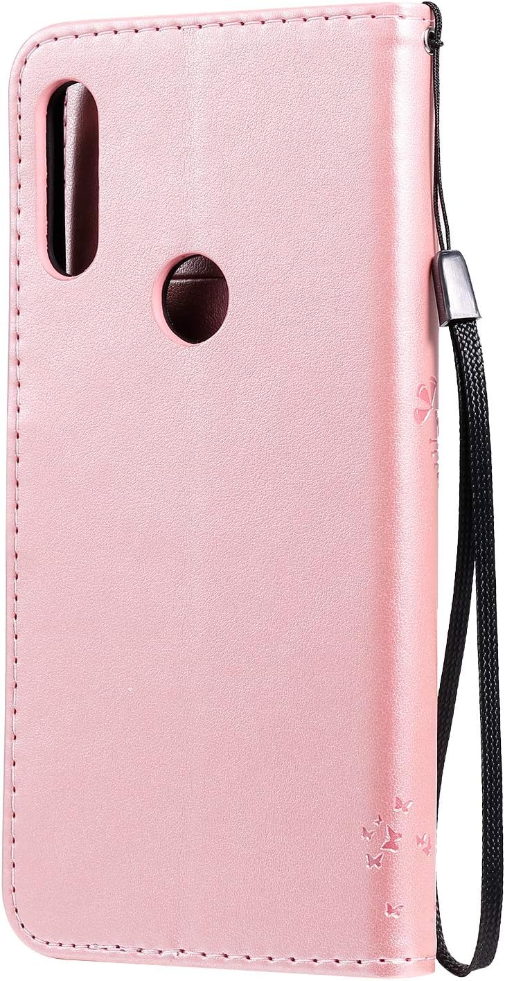 for Moto E 2020 Wallet Case,PU Leather Protective Case Emboss Love Tree Cat Folio Magnetic with Card Holder Kickstand Flip Case for Motorola Moto E 2020 Rose Gold