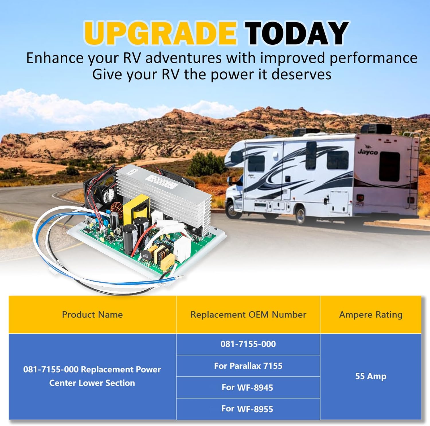 081-7155-000 Replacement Power Center Lower Section - 55 Amps Compatible with Models 7155, WF-8945, and WF-8955 - Upgrade Your RV Power Center