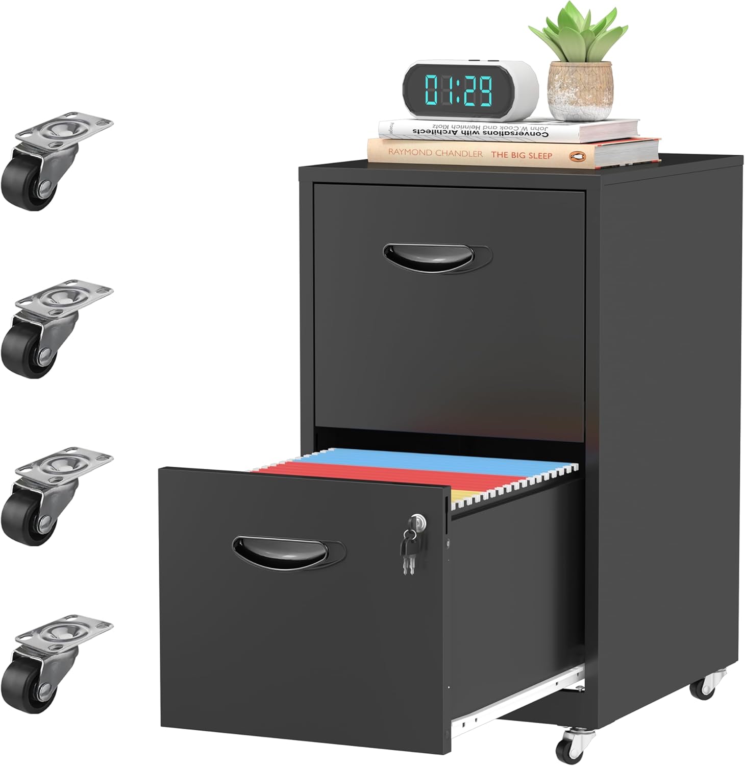 2-Drawer Locking Rolling File Cabinet (TIMELESS PIECES)