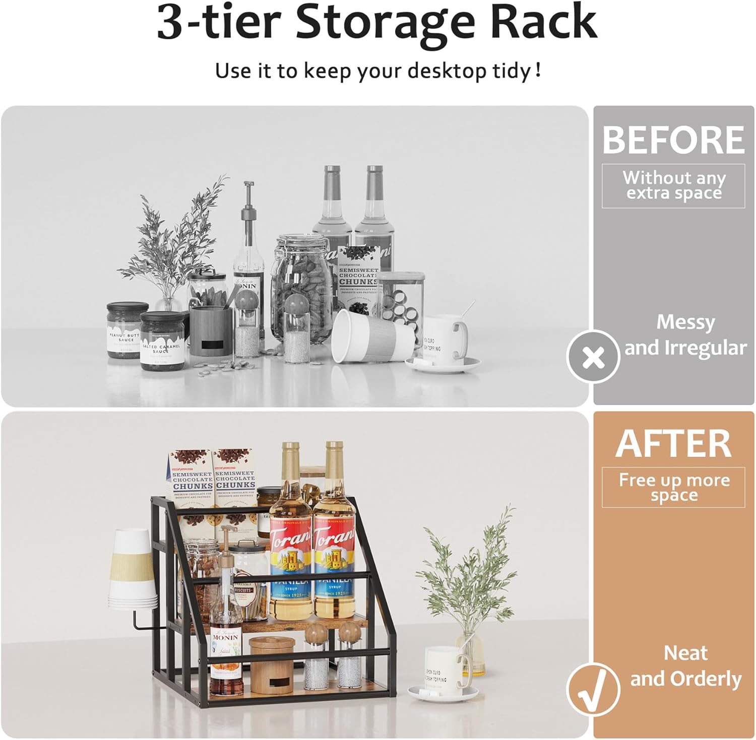 Coffee Syrup Ra Organizer, 2 Tier Counter Stora Shees K Cup