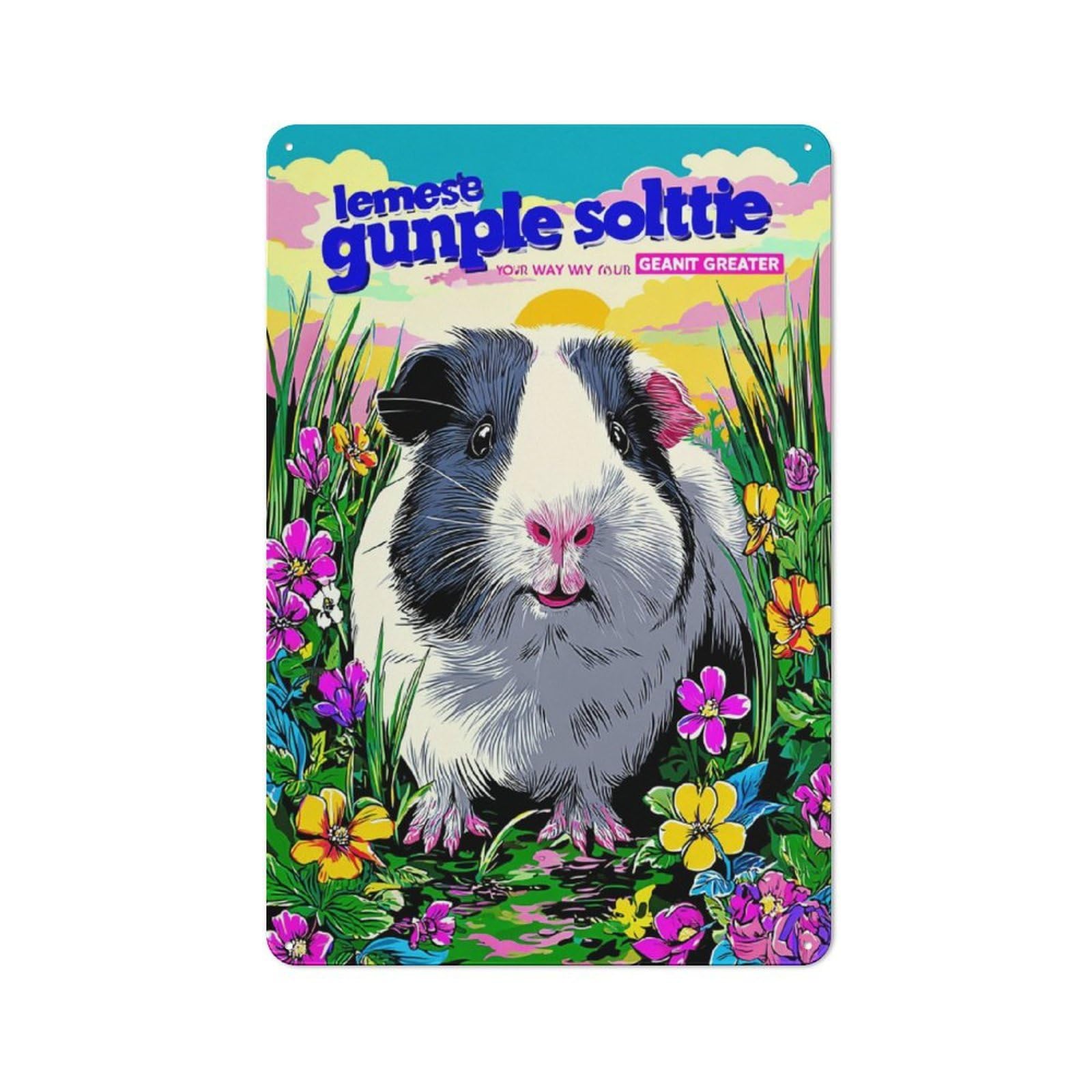 Guinea Pig Garden Delight Metal Sign 30x20cm, Vintage Bar Wall Plaque for Diner, Restaurant, Shed Or Kitchen