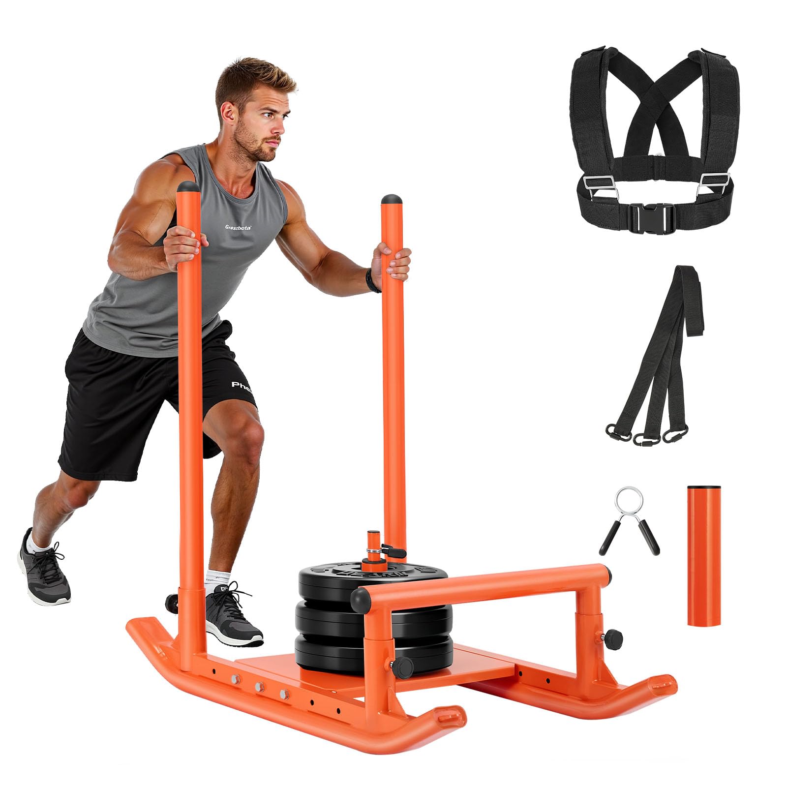 VEVOR Football Sleds and Chutes, Weight Sled, Football Training Pull Push Running Sled, Fitness Workout Sled Push Gym Equipment, Adjustable Height