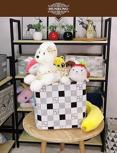 Miniatura 4 de HUNRUNG Contenedores cuadrados de almacenamiento para guardería, cesta de lona plegable con cajas impermeables para guardería para