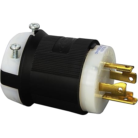 Hubbell HBL2721 Locking Plug, 30 amp, 3 Phase, 250V, L15-30P, Black and White