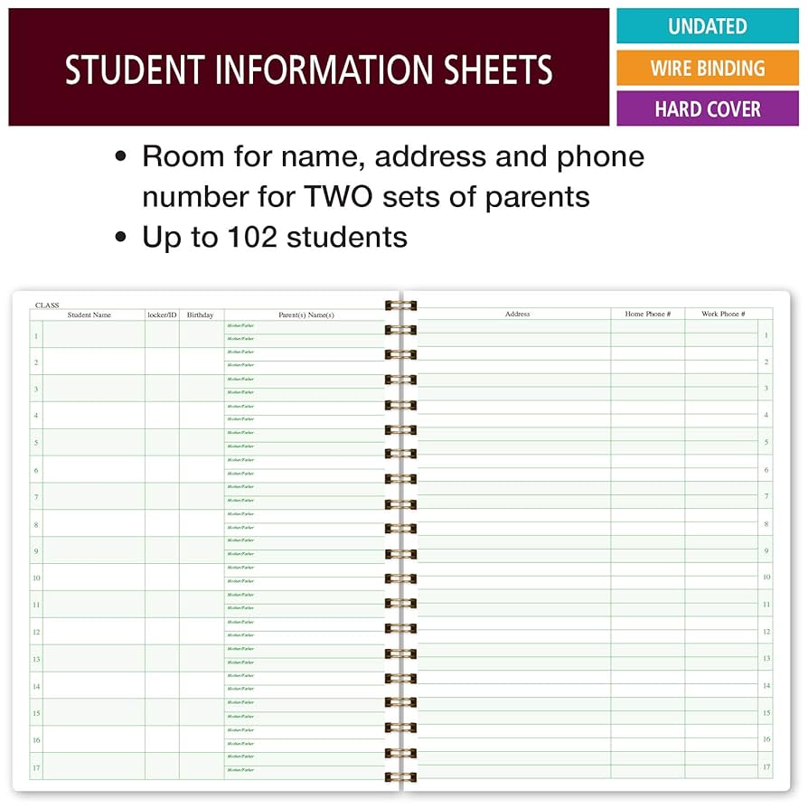 amazon-com-elan-publishing-company-teacher-class-record-book-for-9-10-weeks-35-students-8-5-x11-includes-bookmark-seating-charts-perforated-grading-sheets-woodgrain-office-products for Free Printable Bus Seating Chart Amazon.com : Elan Publishing Company Teacher Class Record Book for 9-10 Weeks, 35 Students, 8.5